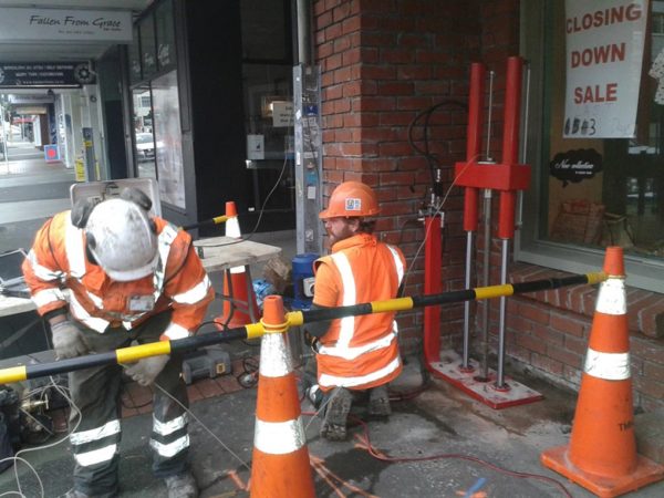 working on a footpath